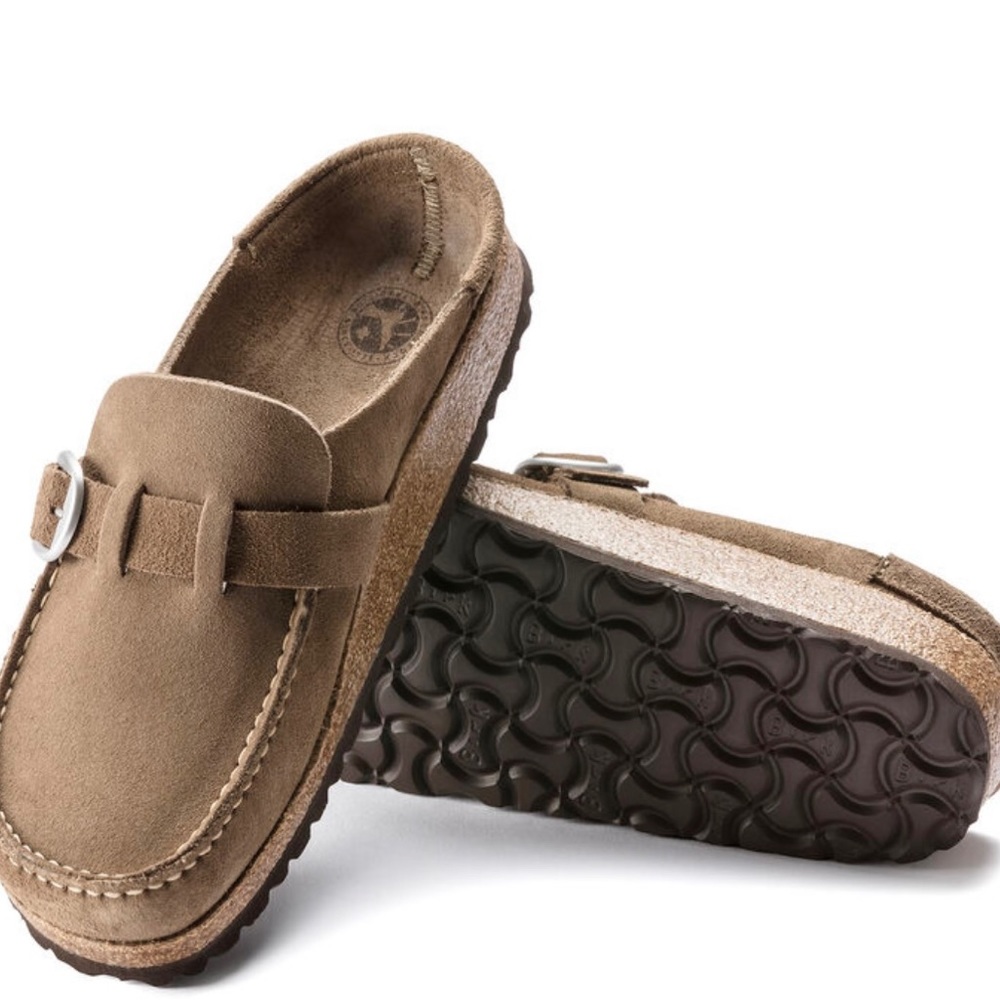 Birkenstock Buckley taupe suede. Rarely (if ever) worn